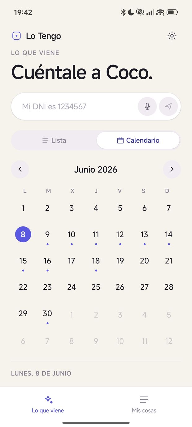 Vista calendario